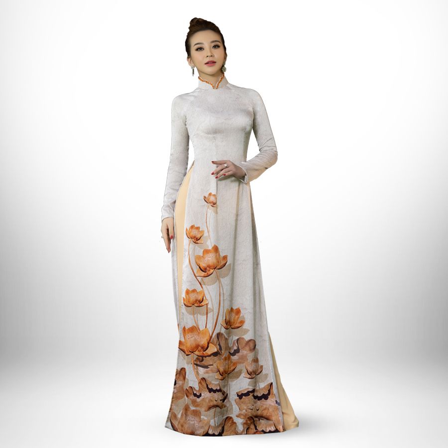 APTA132025CGK Vải Áo Dài Satin Premium Họa Tiết Hoa Lá Kháng Khuẩn Khổ 1m50 x Dài 2m3