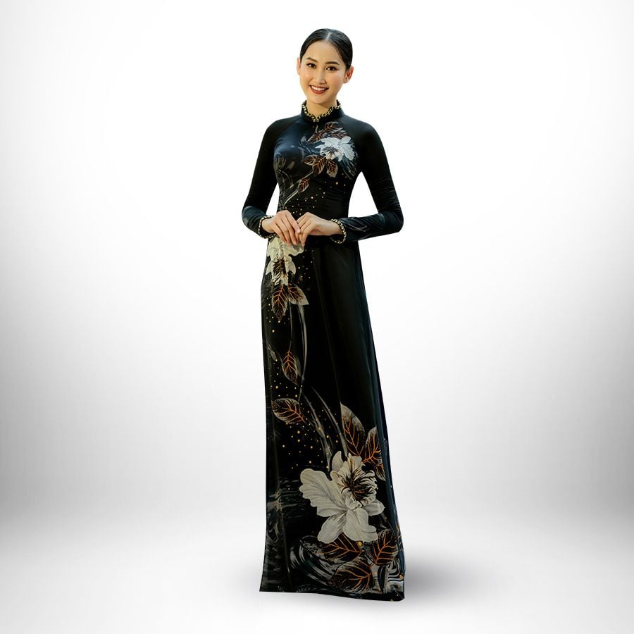 APTA132040BT3 Vải Áo Dài Satin Premium Họa Tiết Hoa Lá Kháng Khuẩn Khổ 1m50 x Dài 2m3