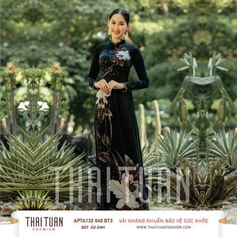 APTA132040BT3 Vải Áo Dài Satin Premium Họa Tiết Hoa Lá Kháng Khuẩn Khổ 1m50 x Dài 2m3