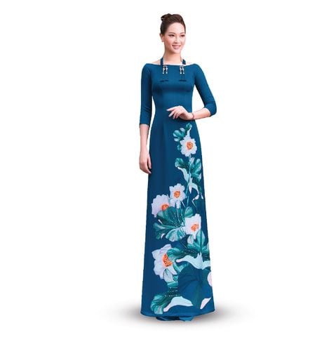 APTA132053DQ6 Vải Áo Dài Satin Premium Họa Tiết Hoa Lá Kháng Khuẩn Khổ 1m50 x Dài 2m3