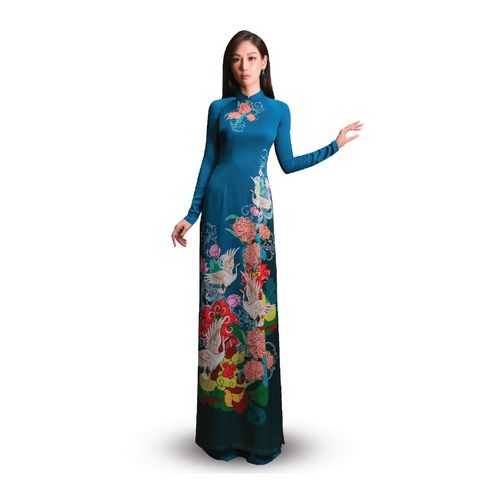 APTA132083DNH Vải Áo Dài Satin Premium Họa Tiết Hoa Lá Kháng Khuẩn Khổ 1m50 x Dài 2m3