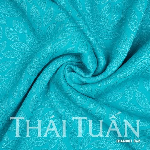 EBAN001042 Vải Gấm Màu Xanh Hoạ Tiết Lá Khổ 1m15 x 2m5