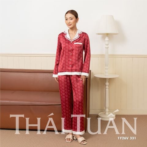 1Y26V331 Đồ Bộ Nữ Tay Dài Họa Tiết