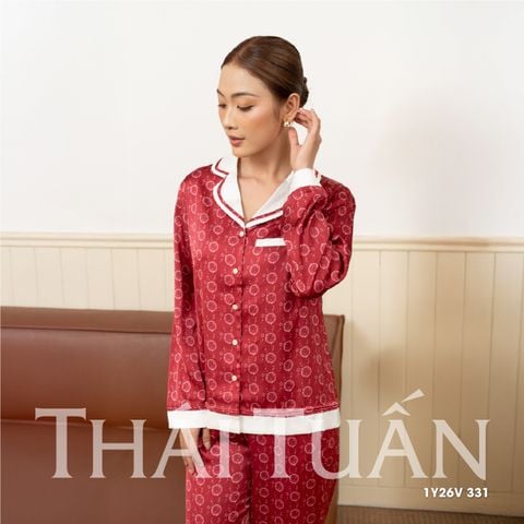 1Y26V331 Đồ Bộ Nữ Tay Dài Họa Tiết