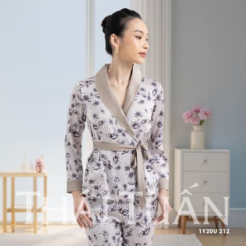 Đồ Bộ Nữ Tay Dài Kiểu Dáng Kimono Họa Tiết Hoa 1Y20U212