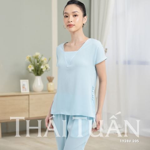 1Y28V205 Đồ Bộ Nữ Tay Ngắn Quần Dài Vải Trơn