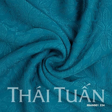 Vải Gấm Màu Xanh Hoạ Tiết Lá Khổ 1m15 x 2m5 EBAN001224