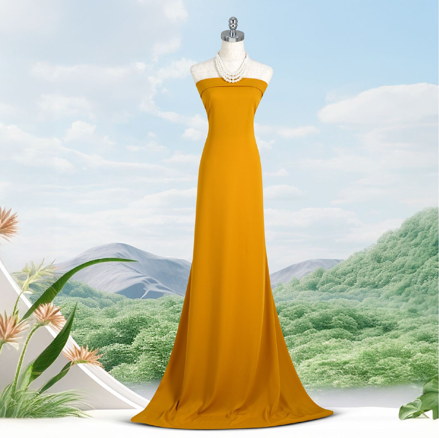 ASBL738078 Vải Trơn Nhịp Khúc Màu Vàng Khổ 1m5 x 4m