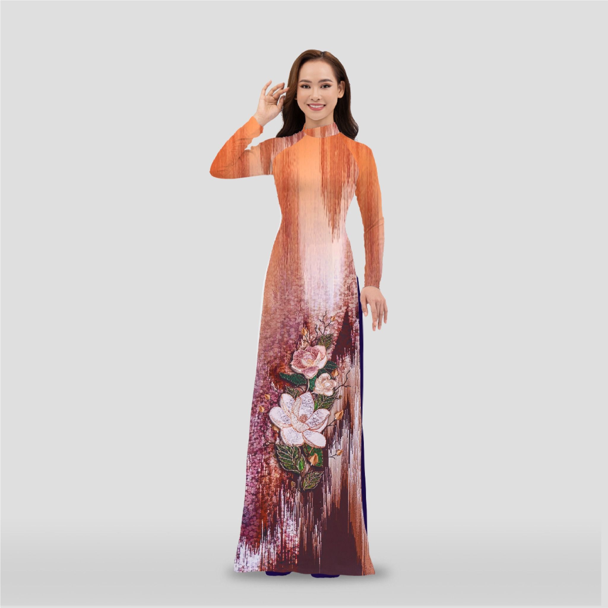 ASB672087FNQ Vải Áo Dài Đính Đá Cao Cấp Khổ 1m50 x Dài 2m3