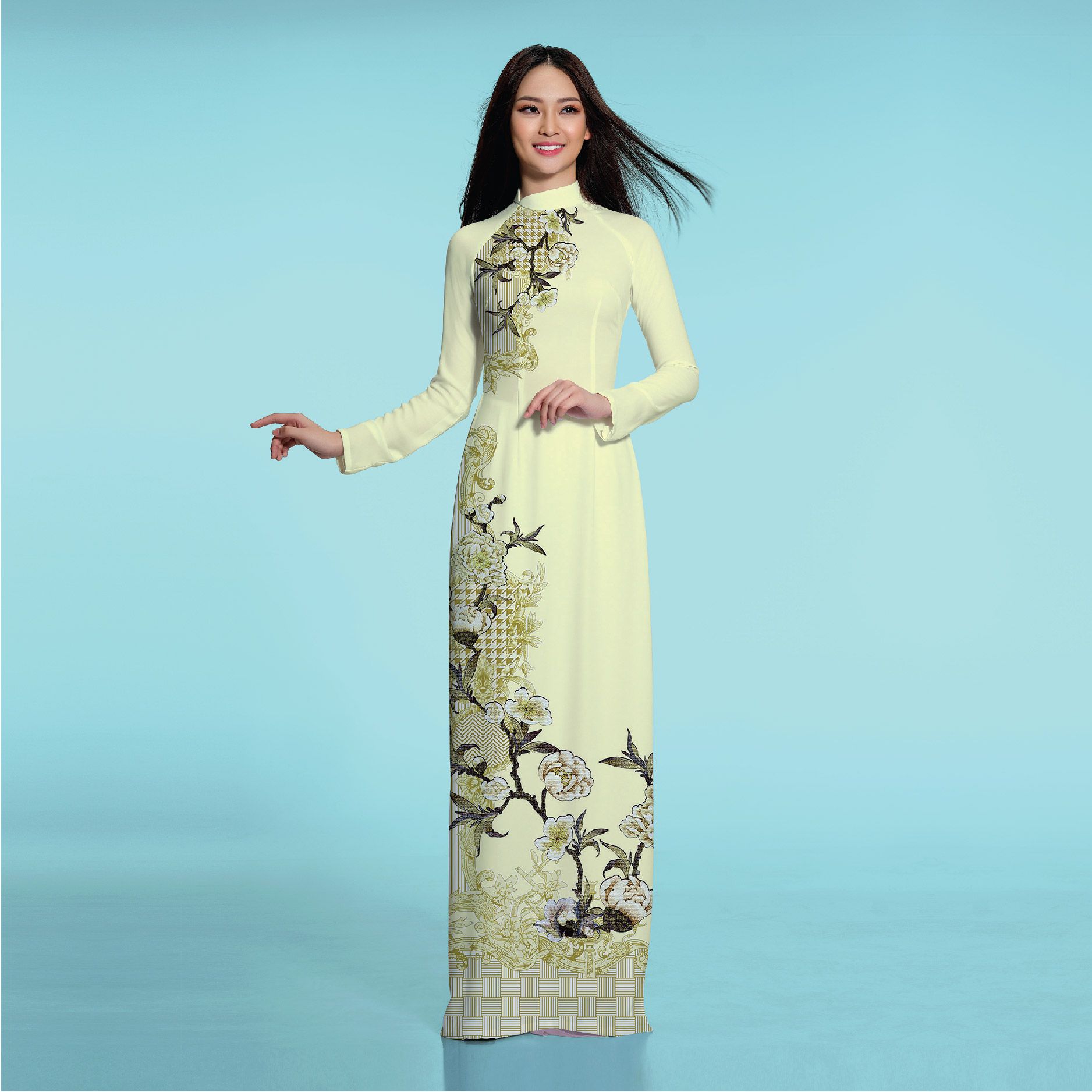 ASBR533039CHZVải Áo Dài In Họa Tiết Kháng Khuẩn Khổ 1m50 x 2m1