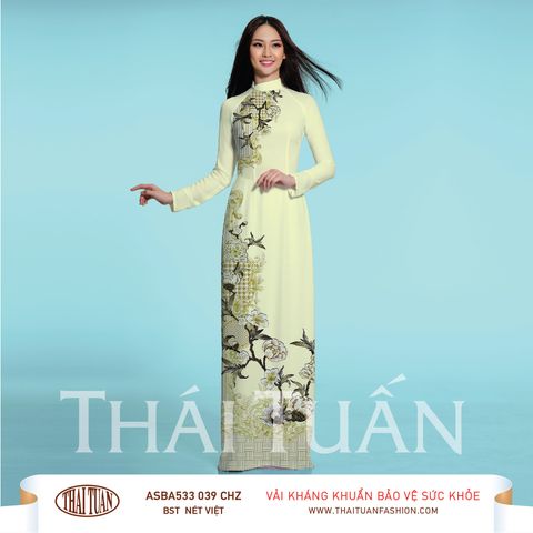 ASBR533039CHZ Vải Áo Dài In Họa Tiết Kháng Khuẩn Khổ 1m50 x 2m1