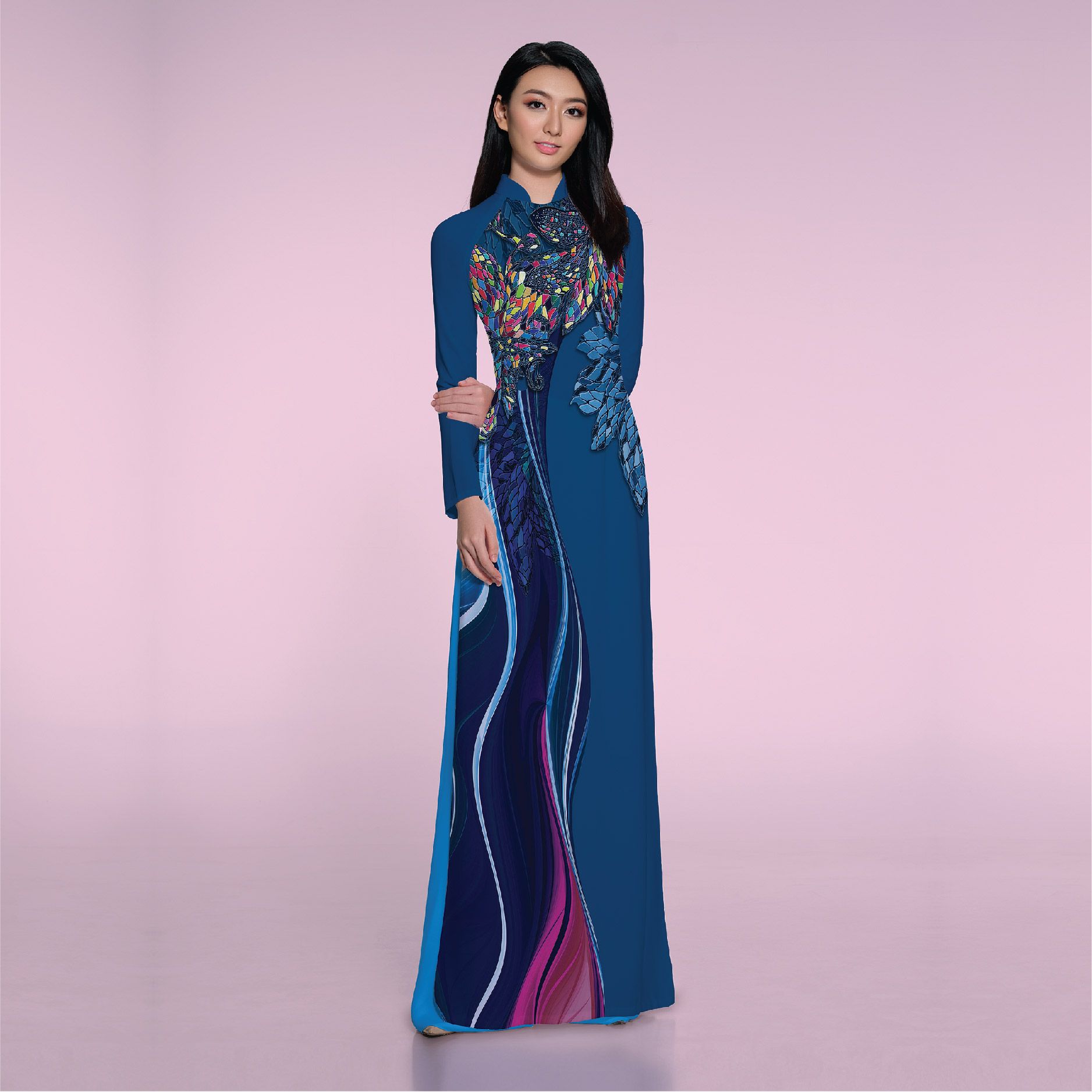 SBR533257CHI Vải Áo Dài In Họa Tiết Kháng Khuẩn Khổ 1m50 x Dài 2m1