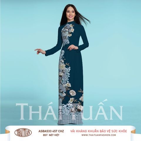 ASBR533457CHZ Vải Áo Dài In Họa Tiết Kháng Khuẩn Khổ 1m50 x 2m1
