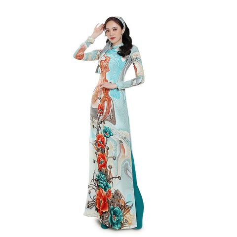 ASBA719027DA3 Vải Áo Dài Premium Họa Tiết Hoa Lá Hương Thơm Kháng Khuẩn Khổ 1m50 x Dài 2m3