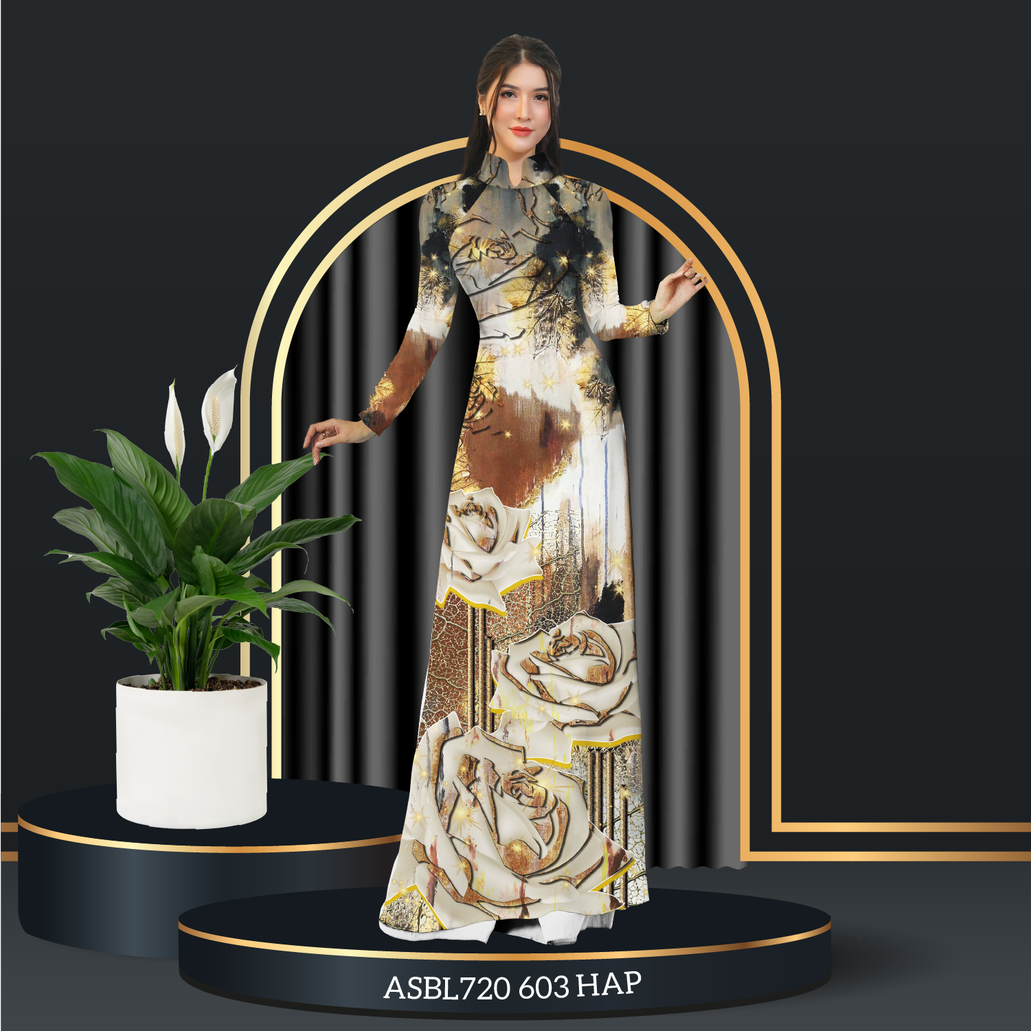 Vải Áo Dài Premium Hương Thơm Kháng Khuẩn Màu Nâu Khổ 1m50 x Dài 2m3 ASBA720603HAP