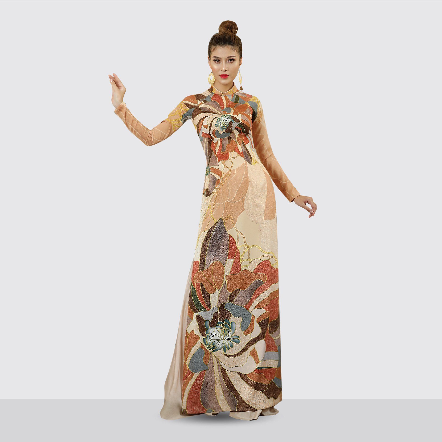 ASBA720222DZU Vải Áo Dài Premium Họa Tiết Hoa Lá Hương Thơm Kháng Khuẩn Khổ 1m50 x Dài 2m3