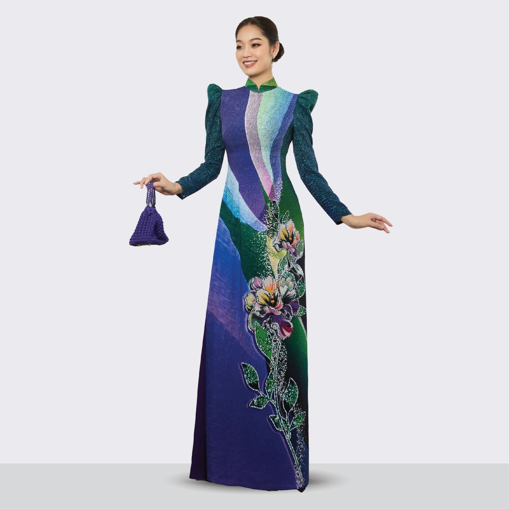 ASBA720614G7E Vải Áo Dài Hương Thơm Kháng Khuẩn Màu Xanh Khổ 1m50 x Dài 2m3