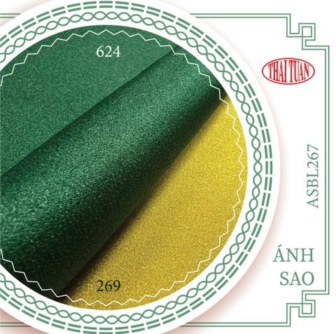 ASBL267624 Vải Lụa Ánh Sao Trơn Xanh Lá