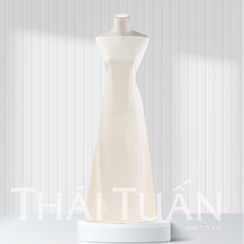 ASBL725025 Vải Gấm Ảo Sắc Kim Tuyến Màu Trắng Ngà Co Giãn Nhẹ Khổ 1m5 x 2m