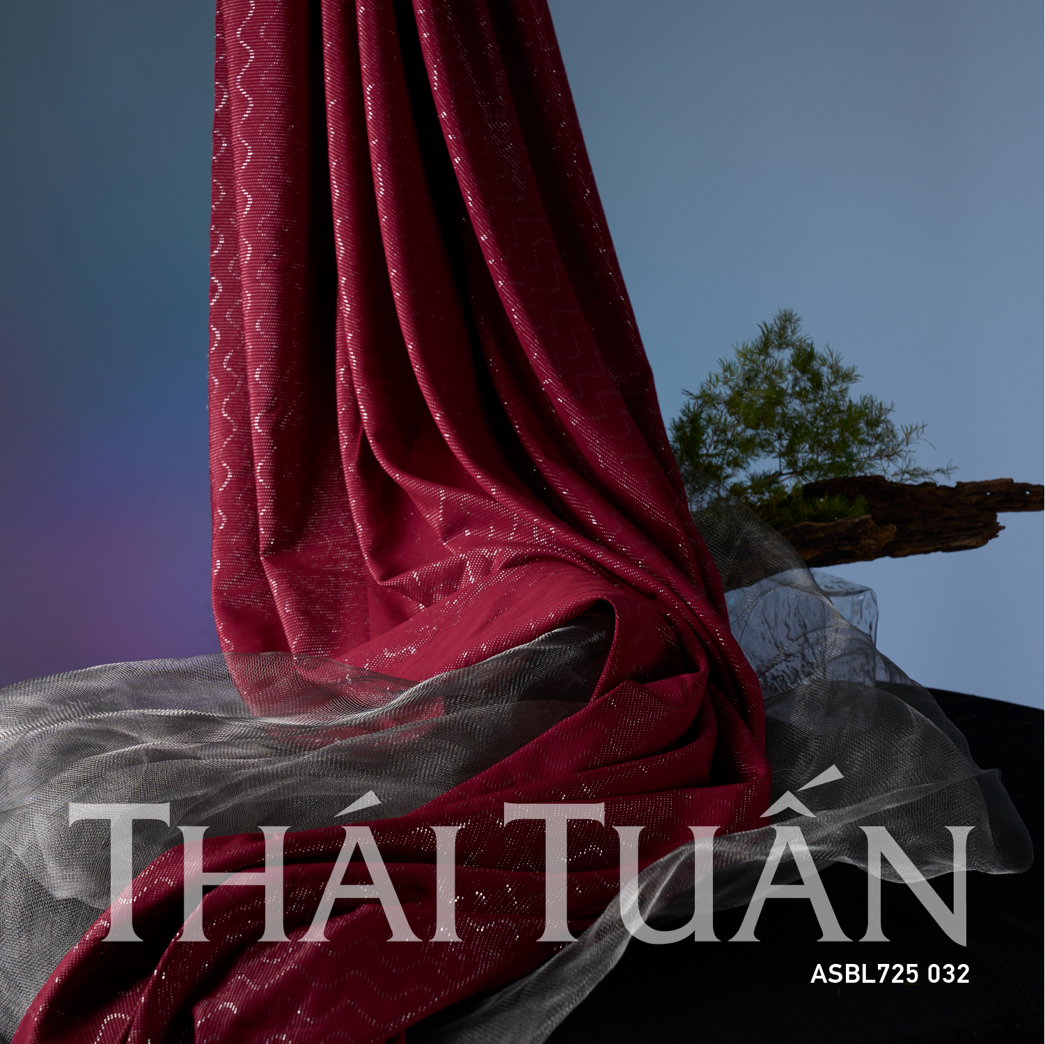 Vải Gấm Ảo Sắc Kim Tuyến Màu Đỏ Ánh Mận Co Giãn Nhẹ Khổ 1m50 Dài 2m ASBL725032