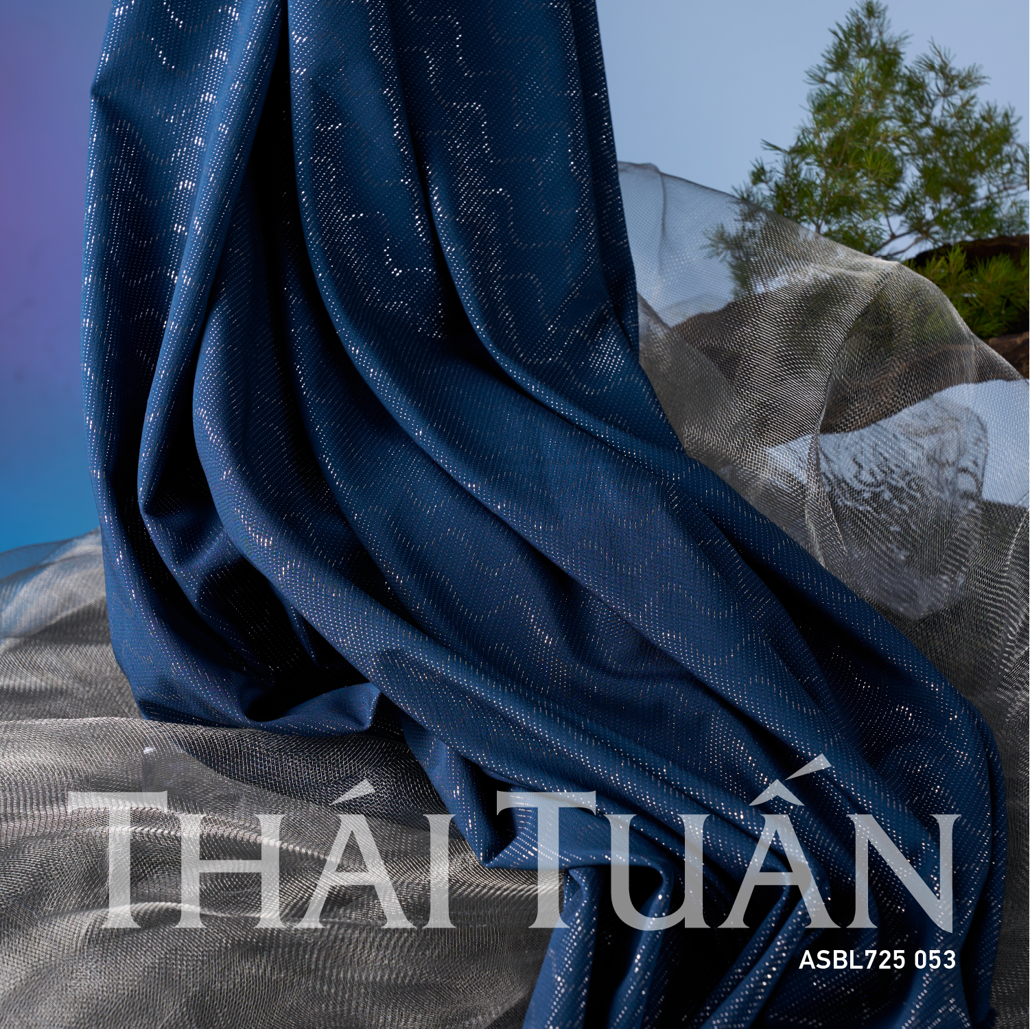 Vải Gấm Ảo Sắc Kim Tuyến Màu Xanh Co Giãn Nhẹ Khổ 1m50 Dài 2m ASBL725053