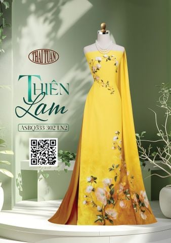 ASBR533302LN2 Vải Áo Dài Sắc Phương Nam Thiên Lam Kháng Khuẩn Khổ 1m50 x 2m1