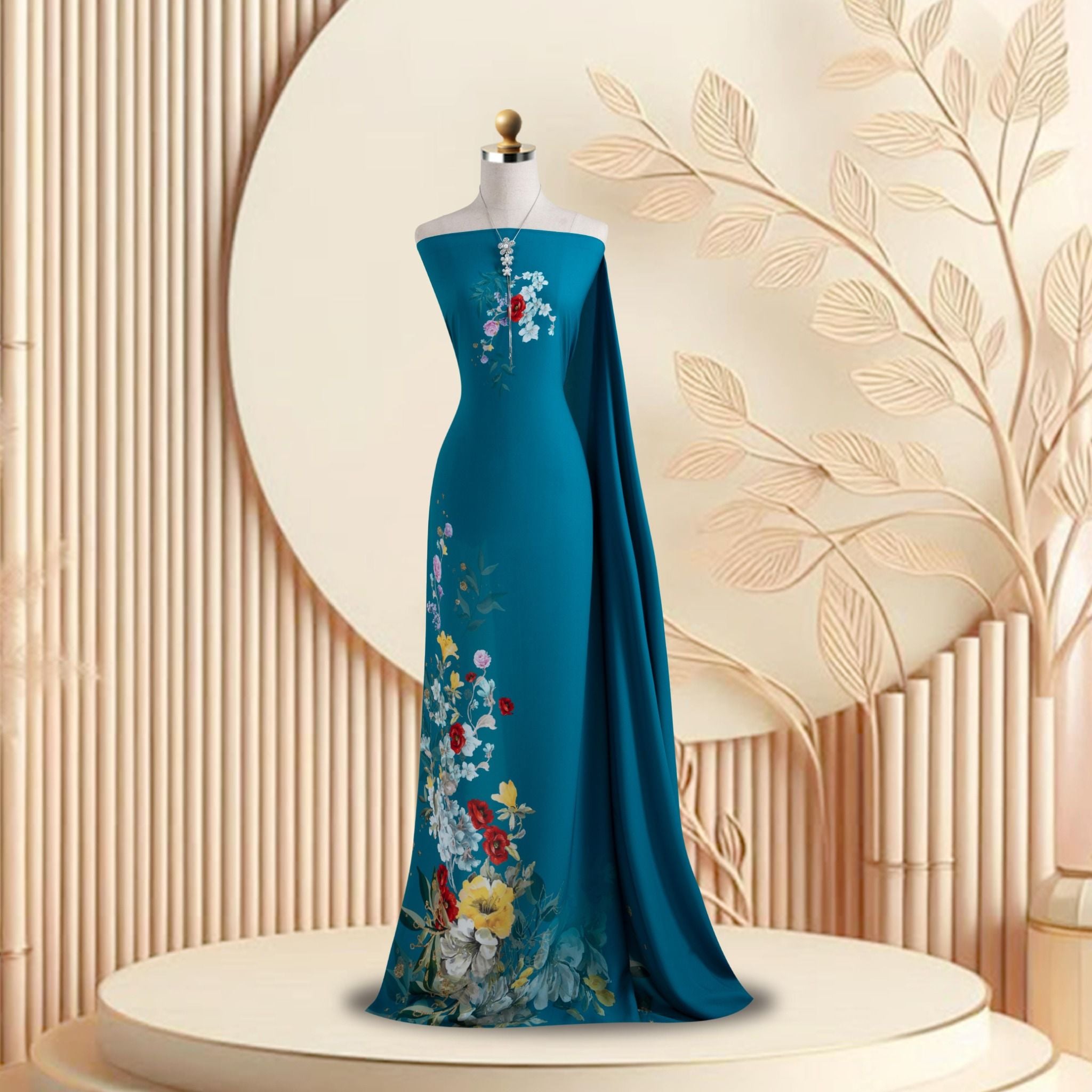 Vải Áo Dài In Họa Tiết Kháng Khuẩn Khổ 1m5 x 2m ASBR300657BUS