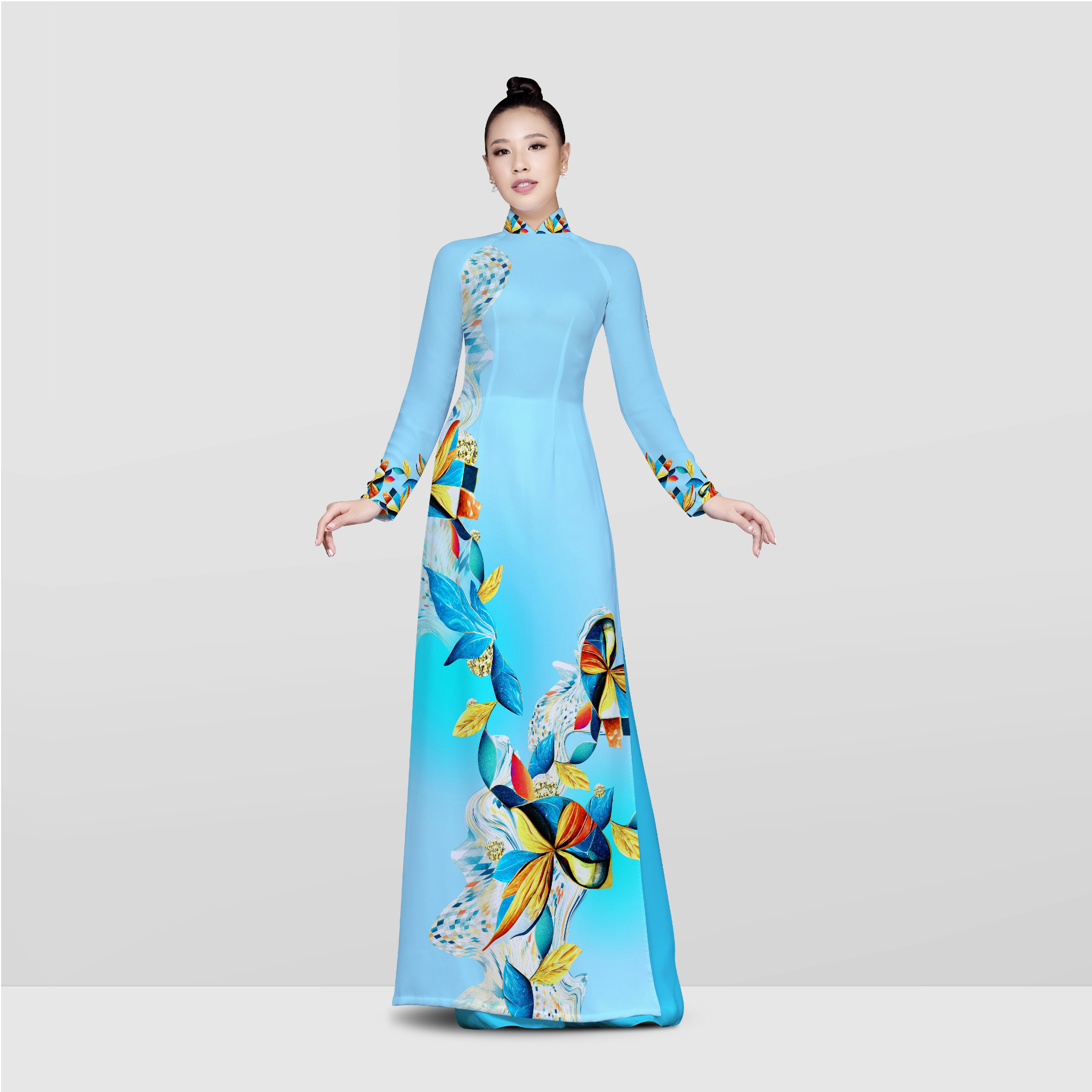 ASBR533HBM Vải Sắc Phương Nam In Hoa Văn Nhiều Màu Khổ 1m50 x 2m1