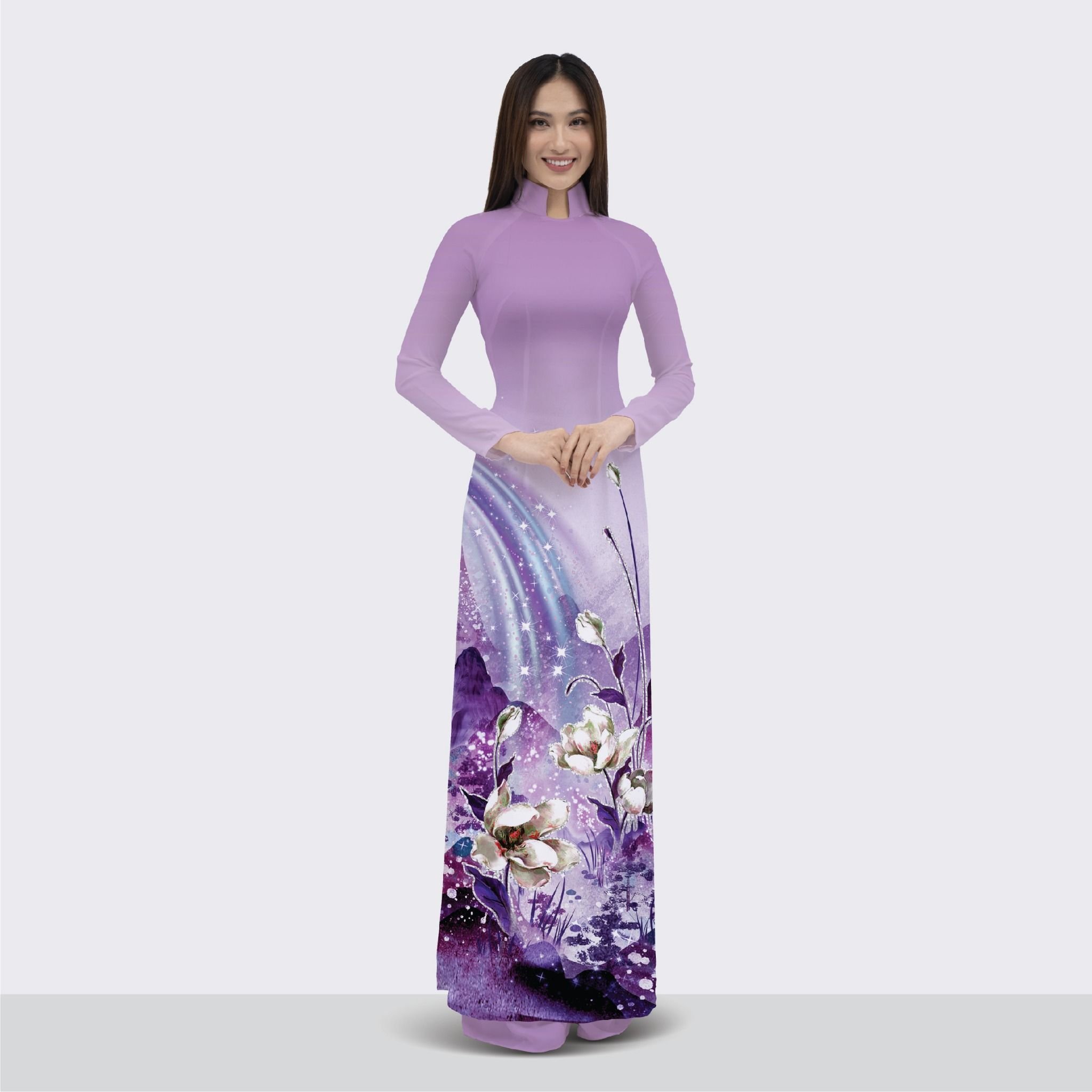 ASBR533014GGY Vải Áo Dài In Hoa Văn Kháng Khuẩn Khổ 1m50 x 2m1