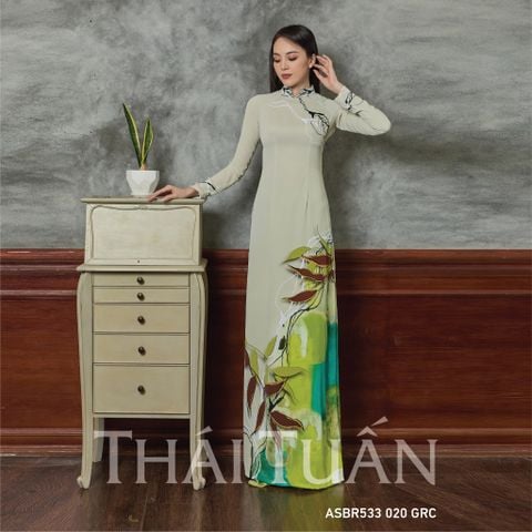 ASBR533020GRC Vải Áo Dài In Hoa Văn Khổ 1m50 x Dài 2m1