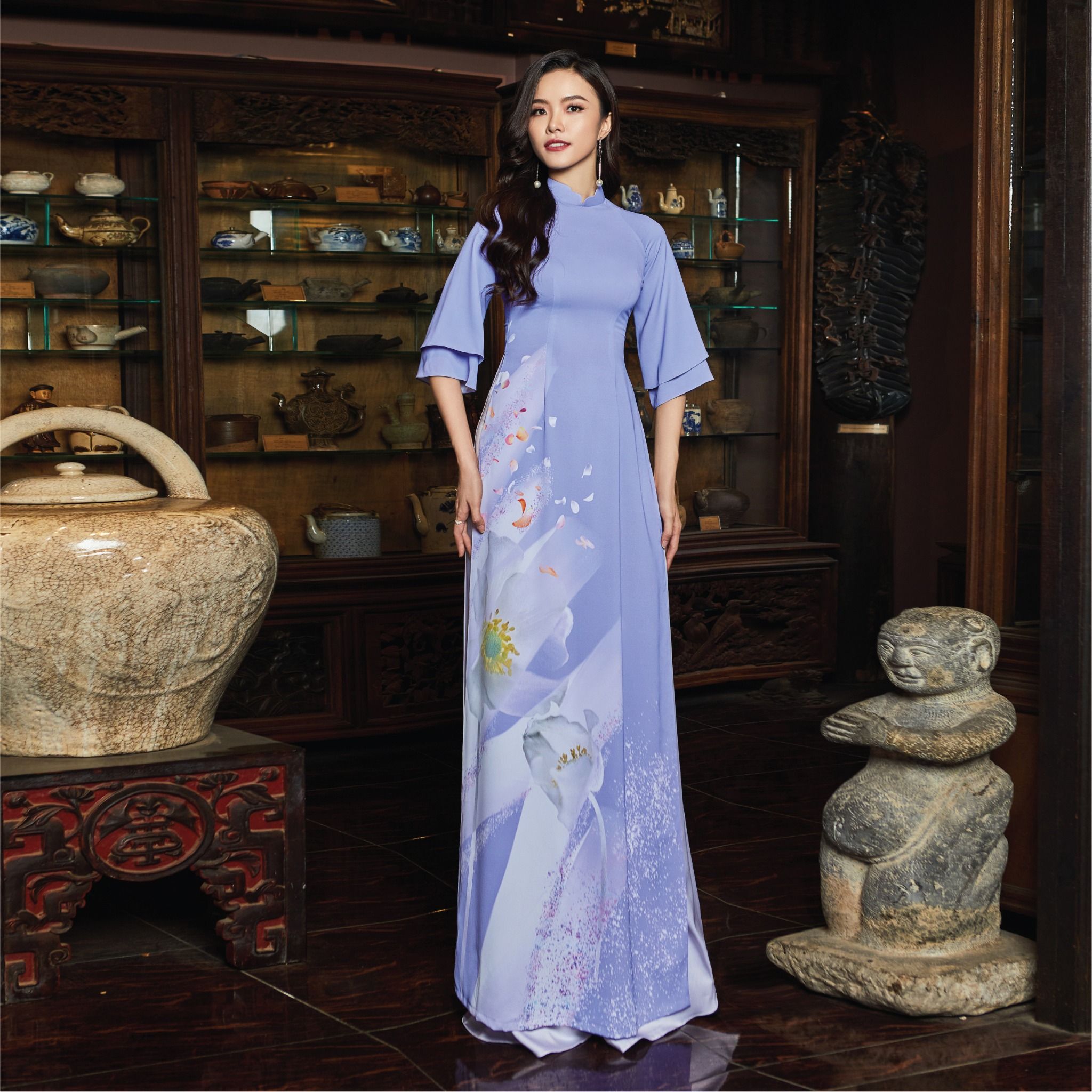 ASBR533026G6S Vải Áo Dài Sắc Phương Nam In Hoa Văn Nhiều Màu Khổ 1m50 Dài 2m1