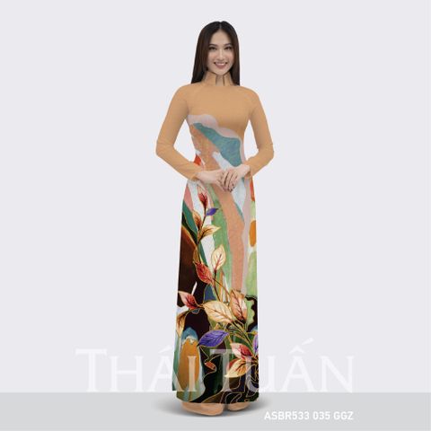 ASBR533035GGZ Vải Áo Dài In Hoa Văn  Khổ 1m50 x 2m1