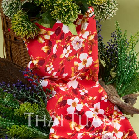 Vải In Hoa Văn Hoa Lá Màu Đỏ Khổ 1m50 Dài 2m ASBR533041IC0