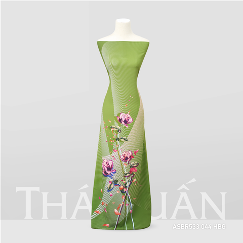 ASBR533HBK Vải Sắc Phương Nam In Hoa Văn Màu Xanh Mạ Khổ 1m50 x Dài 2m1
