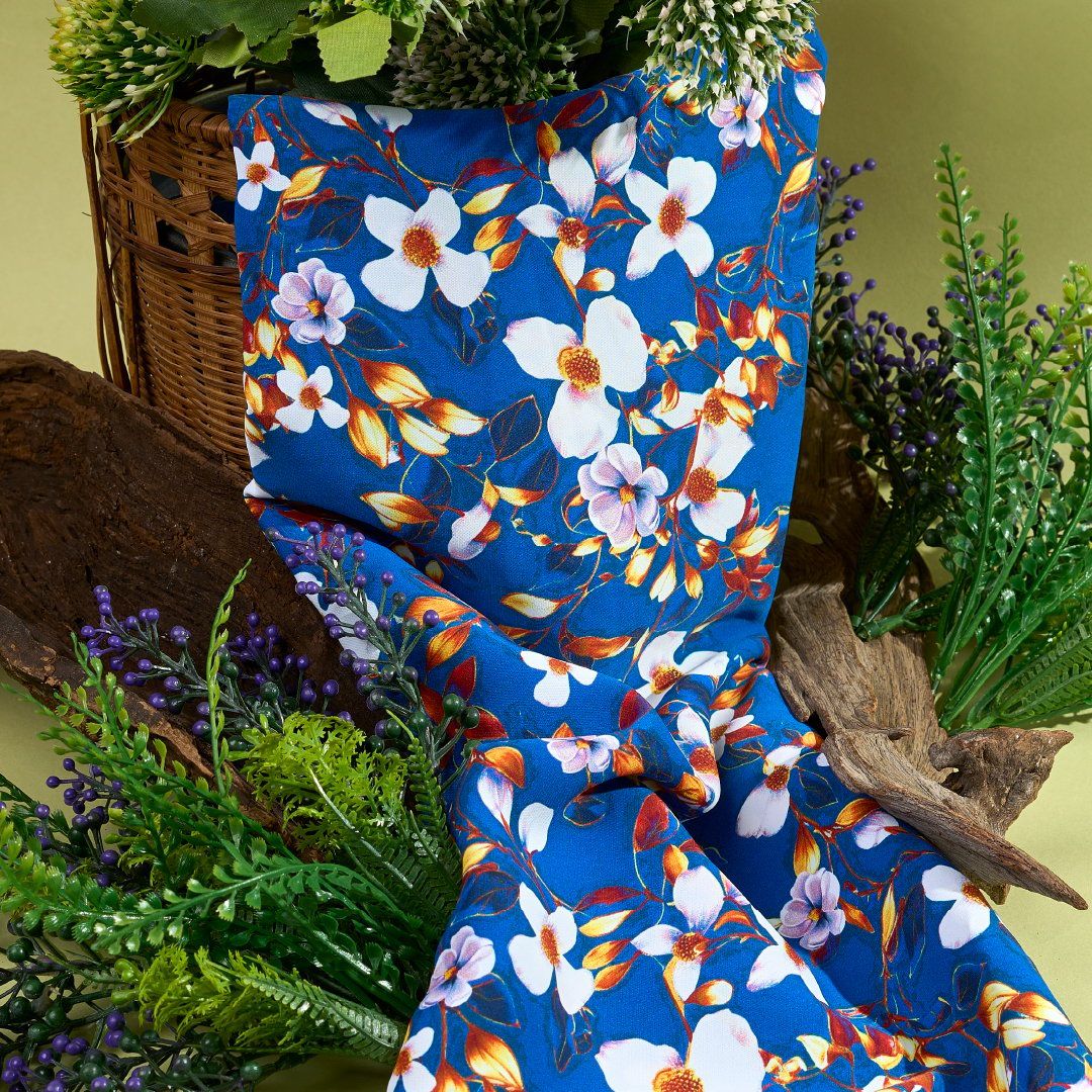 Vải In Hoa Văn Hoa Lá Màu Xanh Khổ 1m50 Dài 2m ASBR533053IC0