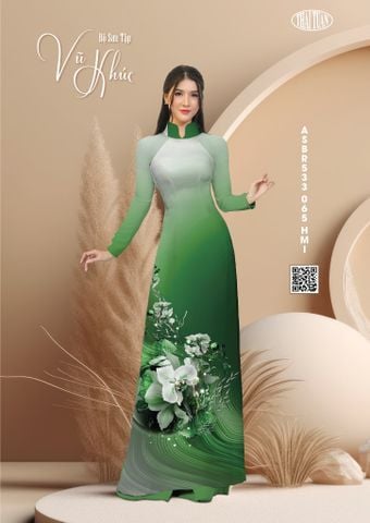 ASBR533065HMI Vải Sắc Phương Nam In Hoa Văn Màu Xanh Lá Khổ 1m50 Dài 2m1