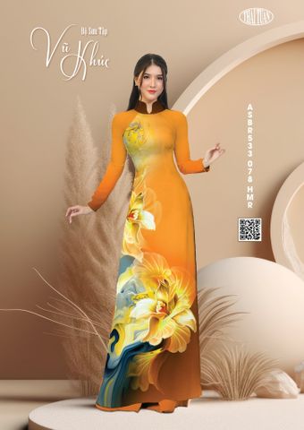 ASBR533078HMR Vải Sắc Phương Nam In Hoa Văn Màu Cam Đồng Khổ 1m50 Dài 2m1