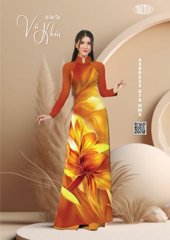 ASBR533078HMX Vải Sắc Phương Nam In Hoa Văn Màu Cam Đồng Khổ 1m50 Dài 2m1