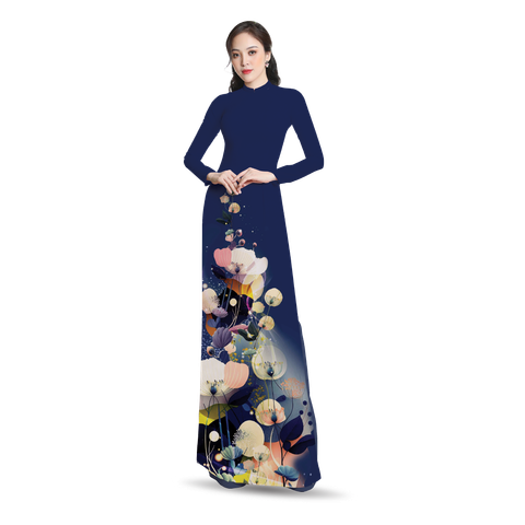 ASBR533083IBF Vải In Sắc Phương Nam Thái Tuấn Hoa Văn Màu Xanh Dương Khổ 1m50 Dài 2m1