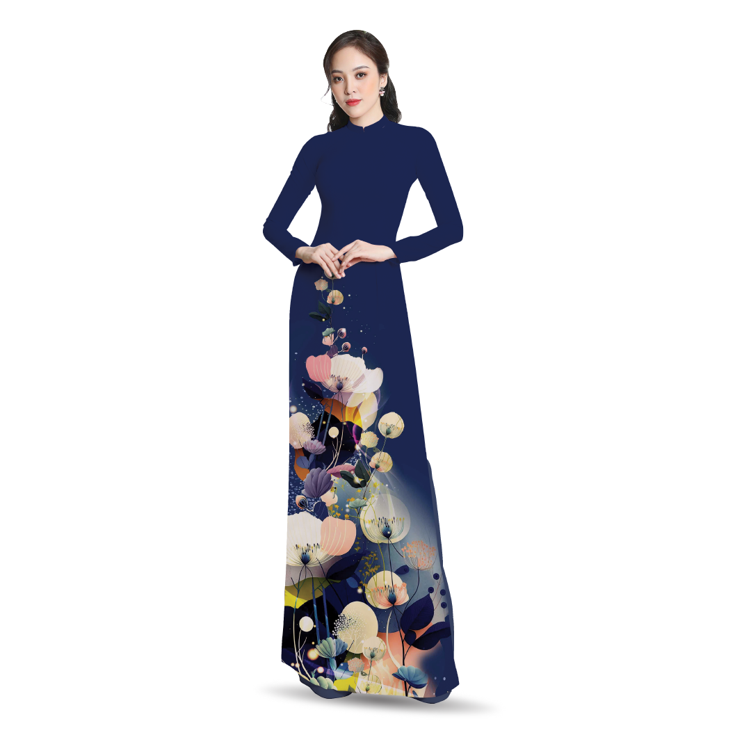 ASBR533083IBF Vải In Sắc Phương Nam Thái Tuấn Hoa Văn Màu Xanh Dương Khổ 1m50 Dài 2m1