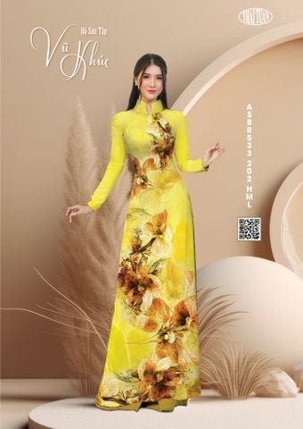 ASBR533202HML Vải Sắc Phương Nam In Hoa Văn Màu Vàng Khổ 1m50 Dài 2m1