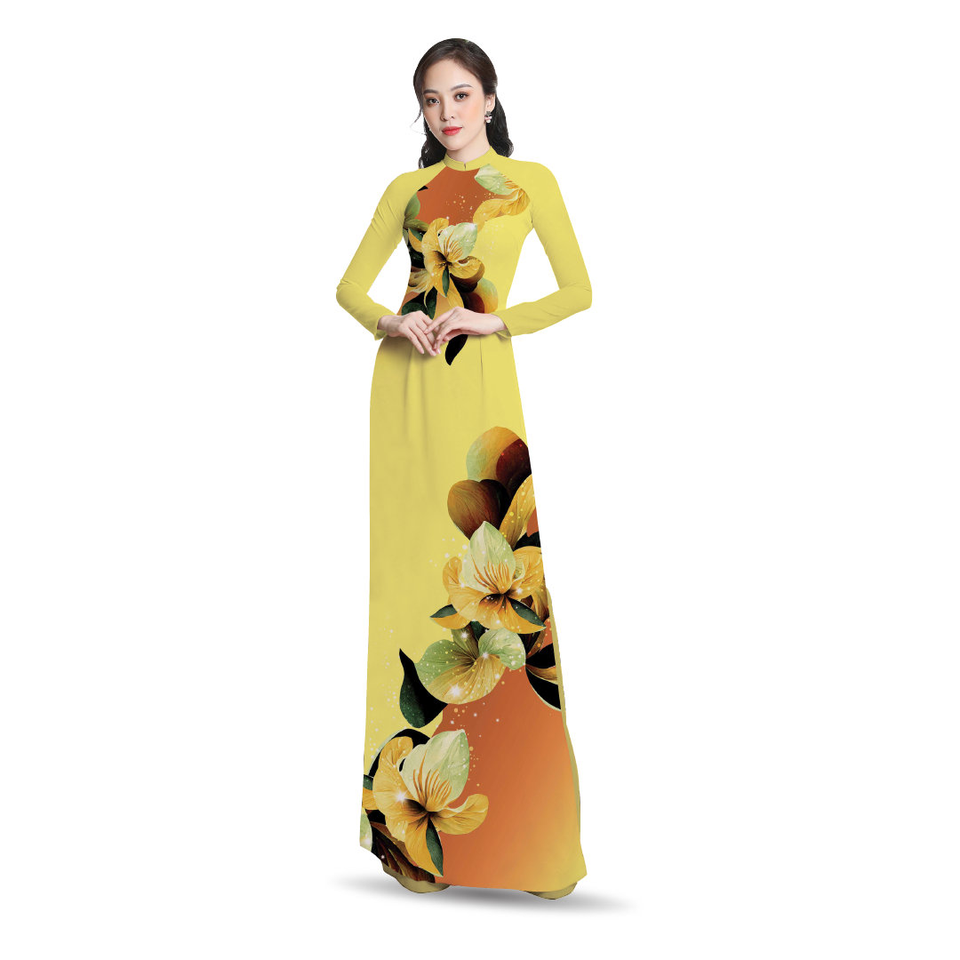 ASBR533202IBE Vải In Sắc Phương Nam Thái Tuấn Hoa Văn Màu Vàng Khổ 1m50 Dài 2m1
