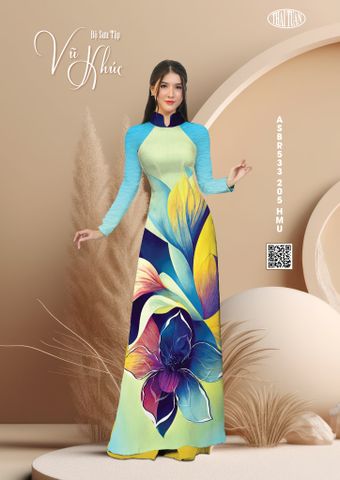 ASBR533205HMU Vải Sắc Phương Nam In Hoa Văn Màu Xanh Khổ 1m50 Dài 2m1