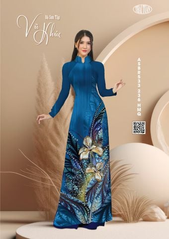 ASBR533236HMQ Vải Sắc Phương Nam In Hoa Văn Màu Xanh Khổ 1m50 Dài 2m1