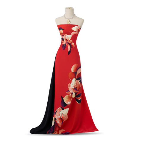 ASBR533241IBE Vải In Sắc Phương Nam Thái Tuấn Hoa Văn Màu Đỏ Khổ 1m50 Dài 2m1