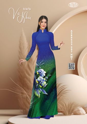 ASBR533257HMT Vải Sắc Phương Nam In Hoa Văn Màu Xanh Coban Khổ 1m50 Dài 2m1