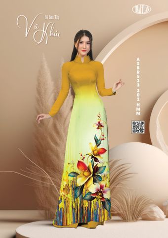 ASBR533302HMM Vải Sắc Phương Nam In Hoa Văn Màu Vàng Cam Khổ 1m50 Dài 2m1
