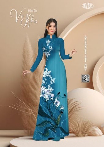 ASBR533357HMP Vải Sắc Phương Nam In Hoa Văn Màu Xanh Khổ 1m50 Dài 2m1