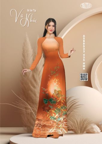 ASBR533435HMH Vải Sắc Phương Nam In Hoa Văn Màu Cam Khổ 1m50 Dài 2m1