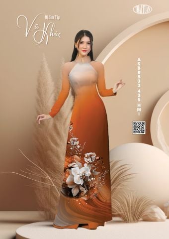 ASBR533435HMI Vải Sắc Phương Nam In Hoa Văn Màu Cam Khổ 1m50 Dài 2m1